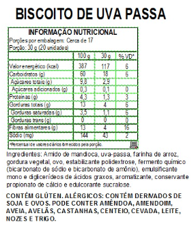 Biscoito de Passas Diet 500g - Saudáveis.Shop